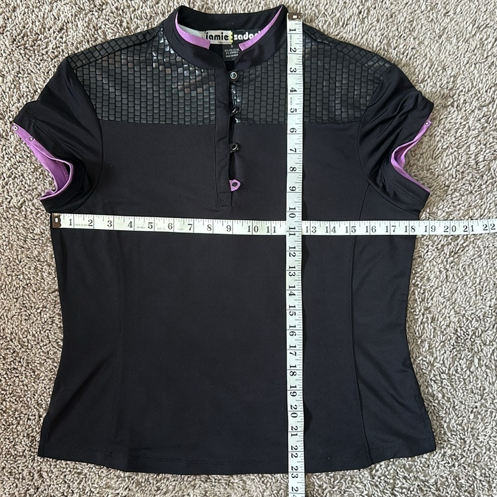 Jamie Sadock Women's Mock Neck Black Cap Sleeve Golf Top Size S - Picture 8 of 8